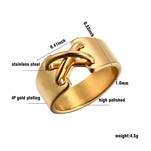 Cross Design Gold Plated Ring, Size 7 - Picture 6 of 11